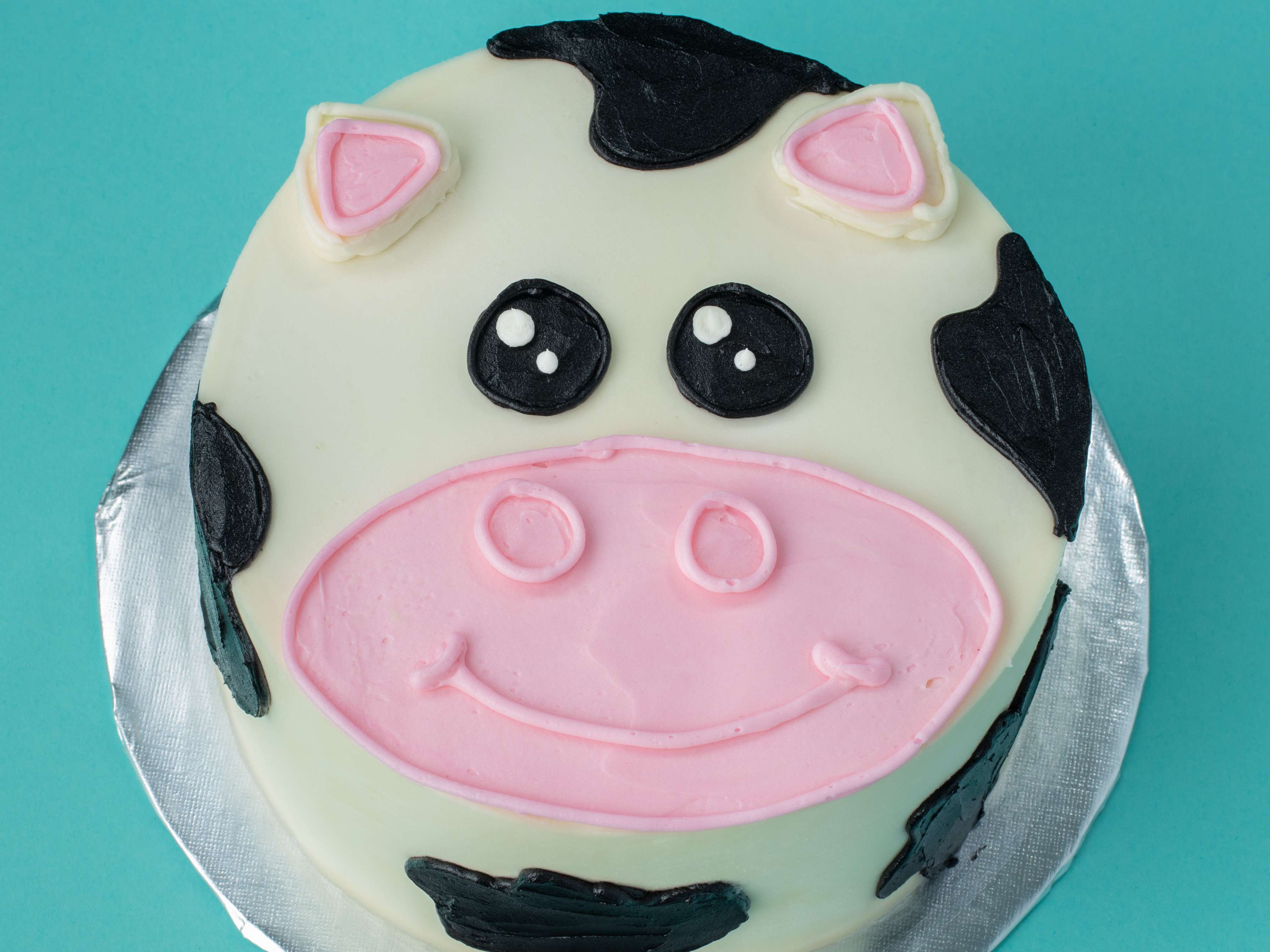 Cute Homemade Cow Birthday Cake